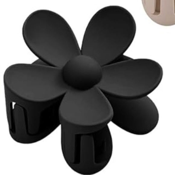 Matte Daisy Flower Claw Clip Black Minimalist Aesthetic Hair Clip - Picture 3 of 5